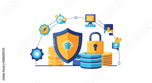 Financial security concept illustrating data protection mechanisms surrounding money and digital assets