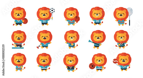 Cartoon Lion Character Sports Collection
