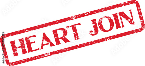 Authentic Red Distressed Rubber Stamp Featuring the Words Heart Join for Unity and Partnership