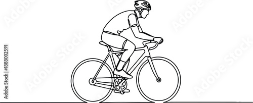 A clean and minimalistic continuous one line drawing of a cyclist riding a bicycle, vector illustration
