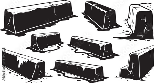 Illustration of melting chocolate bars in various stages