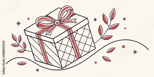 Elegant gift box with red ribbon