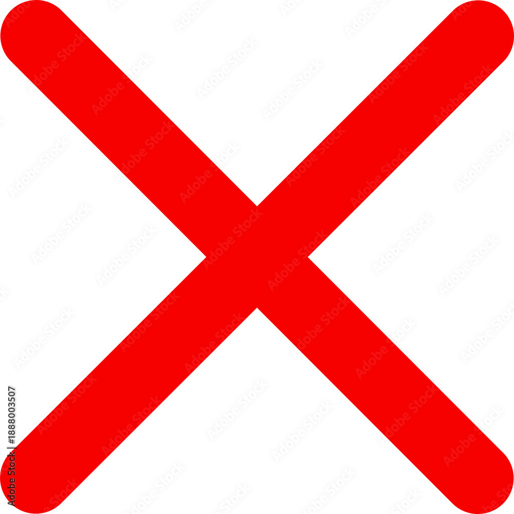 Obraz premium Bold red x mark on a black background symbolizing error or incorrect action isolated on transparent background