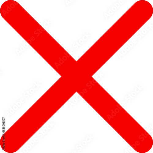 Bold red x mark on a black background symbolizing error or incorrect action isolated on transparent background