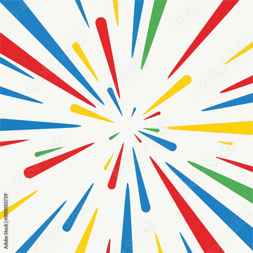 Explosion of colorful lines radiating from the center, abstract background, dynamic, energetic, vibrant, playful, modern design