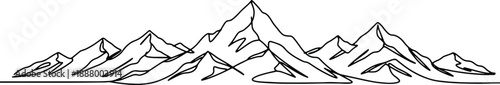 A clean and minimalistic continuous one line drawing of mountain range, vector illustration