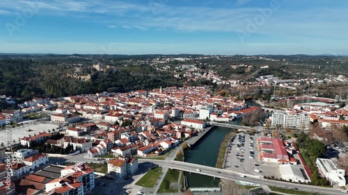 Aerial view of historic European city on a bright, clear day.
