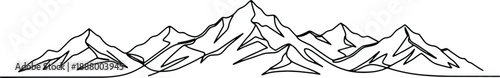 A clean and minimalistic continuous one line drawing of mountain range, vector illustration