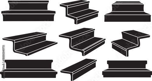 Collection of black and white steel beam illustrations