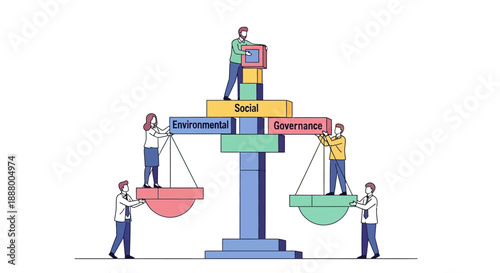 Visualizing the critical balance of ESG strategy for corporate sustainability, investment decision-making, and stakeholder value.