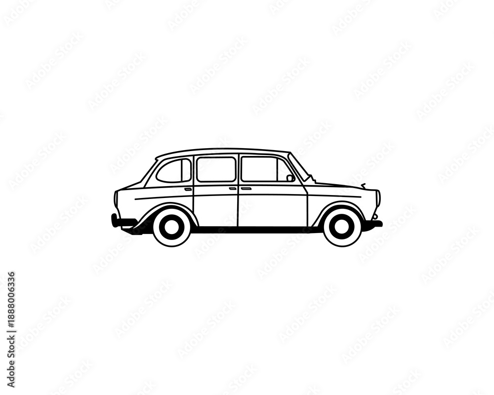 Fototapeta premium Classic car line art vector image
