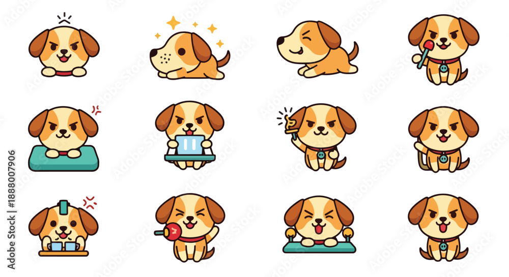Fototapeta premium Set Of Adorable Puppy Cartoon Character Designs