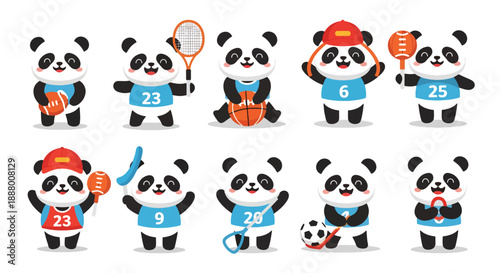 Cute Panda Bear Sports Cartoon Collection