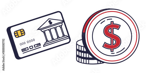 Bank card with financial symbols