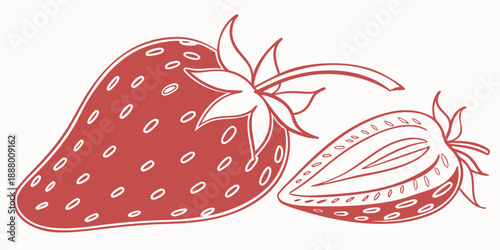 Illustration of two strawberries