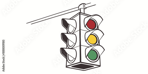 Traffic signal displaying yellow light