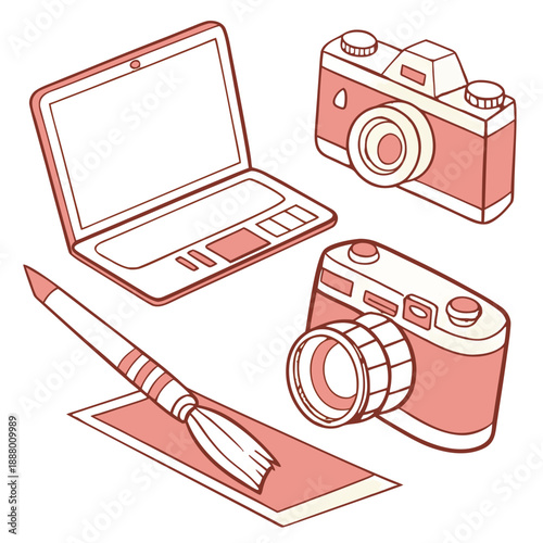 Dynamic Creative Workspace Digital Tools Collage Vector