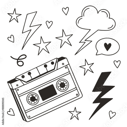 Hand-Drawn Retro Scrapbook Doodles, Small Icons & Arrows