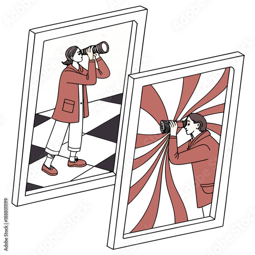 Surreal Mirror & Reflection Collage Elements for Duality Concepts