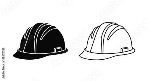 Two construction helmets in contrasting styles a striking black silhouette