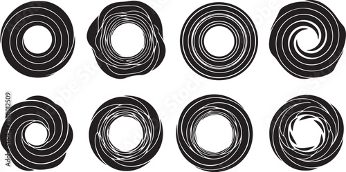 Black coiled cables in a neat organized circular pattern