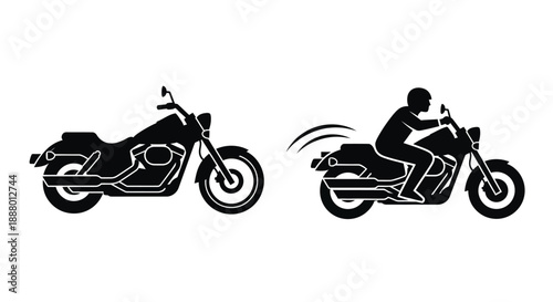 Motorcycle and rider in black a striking visual silhouette