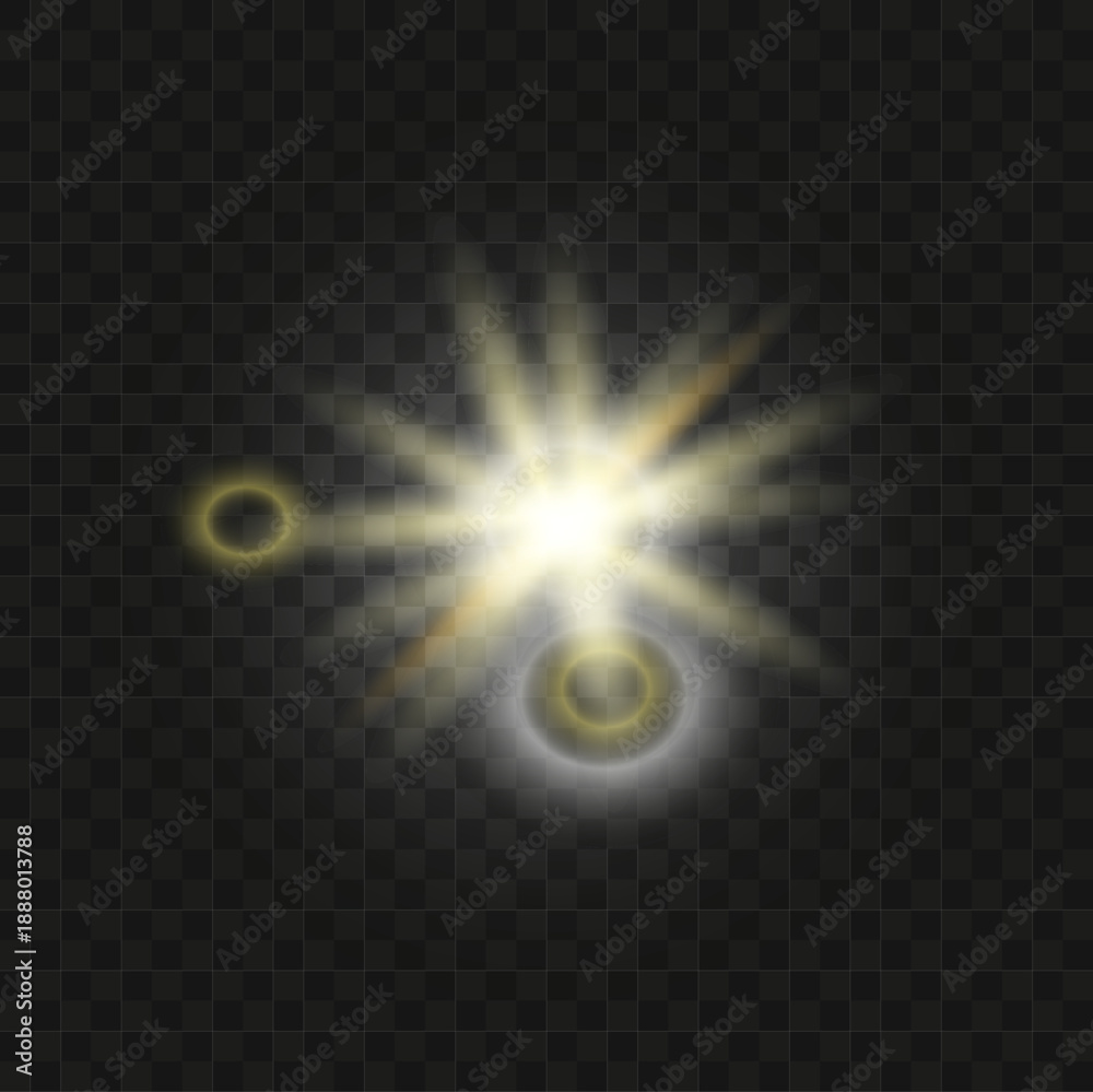 Fototapeta premium Bright lens flare light glow effect transparent vector background element