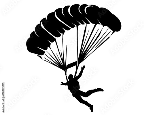 black silhouette of skydiving sport, sport icon, vector illustration isolated on white background
