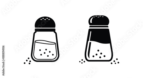 Foto Simple black and white illustration of salt and pepper shakers silhouette