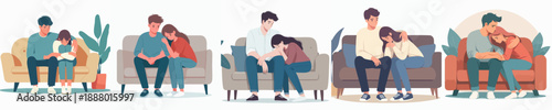 Modern Flat Style Illustration of Family Support and Empathy Concept