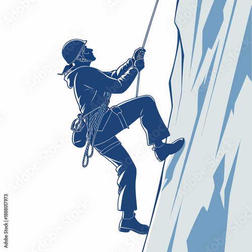 Climber ascending a mountain