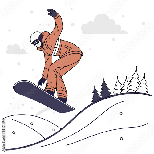 Snowboarder performing a jump