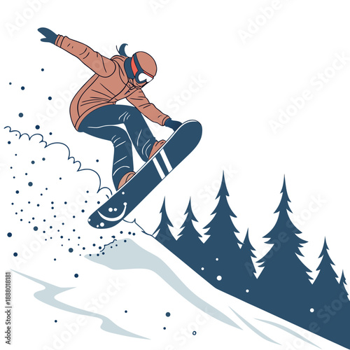 Snowboarder performing a jump