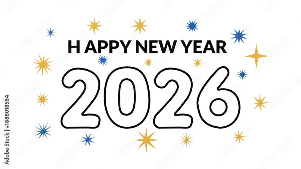 Obraz premium Happy New Year 2026 Vector Illustration