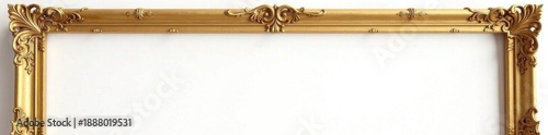 Gilt antique frame, rich details, white backdrop, ornate, old