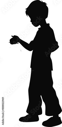 Boy Holding A Goldfish Bowl Silhouette