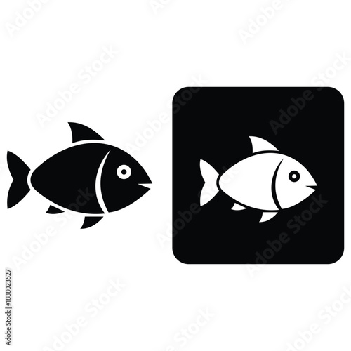 Принти на полотні Fish Silhouette Comparison Icon Illustration with Marine Shape Variations and Aq