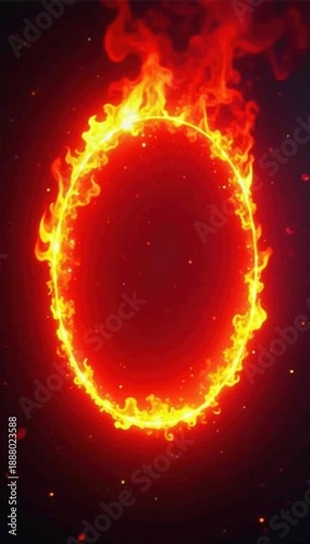 Glowing red-yellow oval, fiery edges Abstract heat burst , glow, smolder, burst