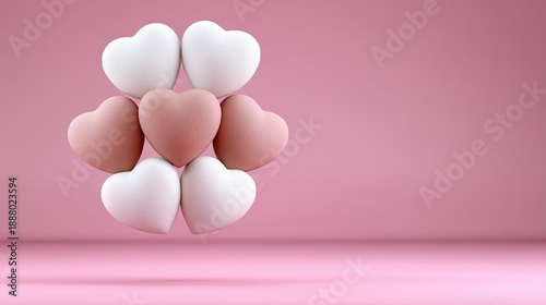 Wallpaper Mural Colorful Heart Decorations on Pink Background for Romantic Themes Torontodigital.ca