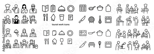 Restaurant outline icons collection