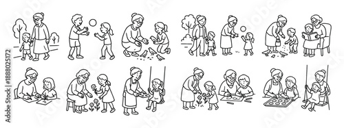 Grandma-Grandchild Activities Icons