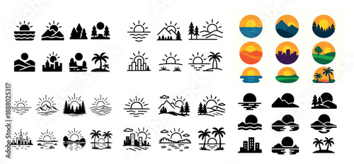 Sun and nature icon collection