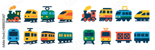 Colorful Train Icons