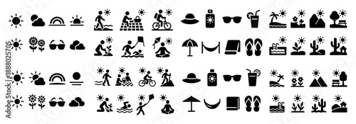 Summer activities and beach icons