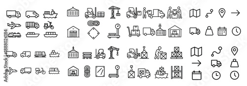 Transport and logistics icon set