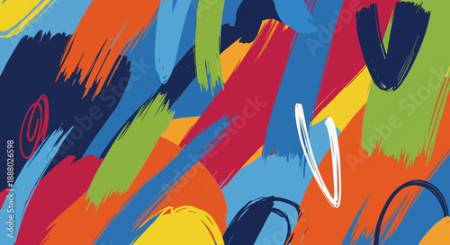 Vibrant abstract illustration featuring dynamic shapes and colors via ImageFX