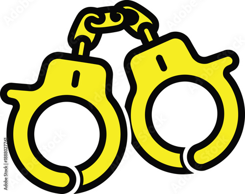 Yellow handcuffs icon