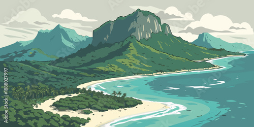 Lush coastal mountain landscape