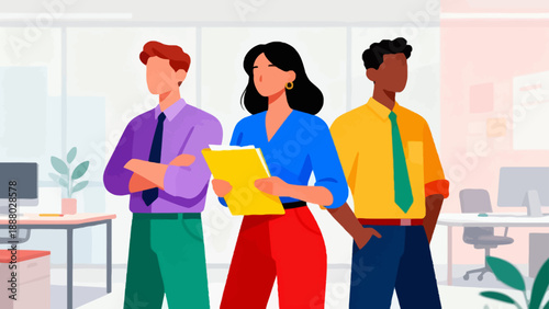 Office workers in colorful attire
