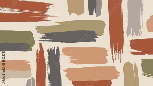 Abstract digital illustration featuring layered brushstrokes in various earthy tones and textures, creating a dynamic visual effect